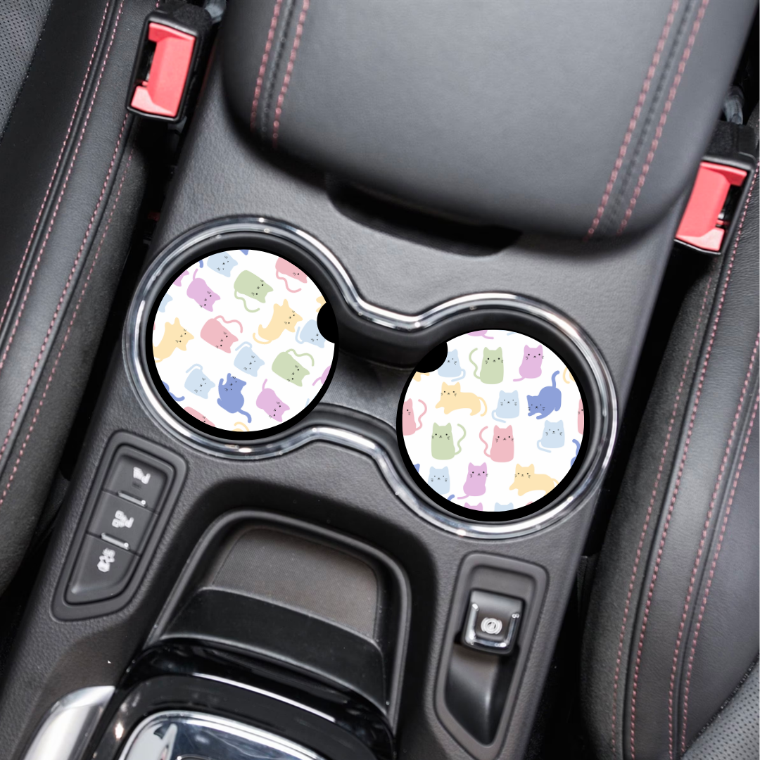 Colourful Cats - Car Coasters