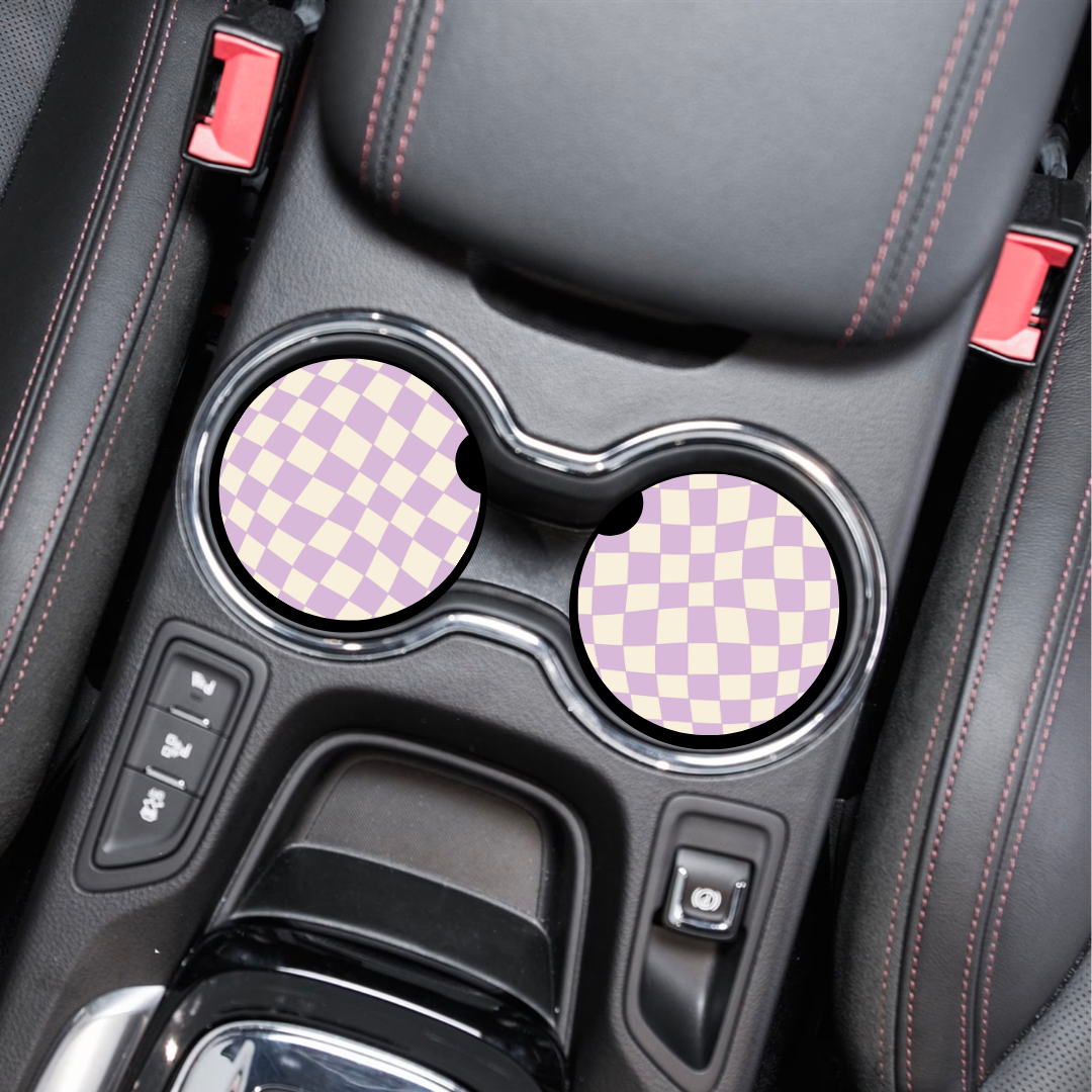 Purple Checkered - Car Coasters