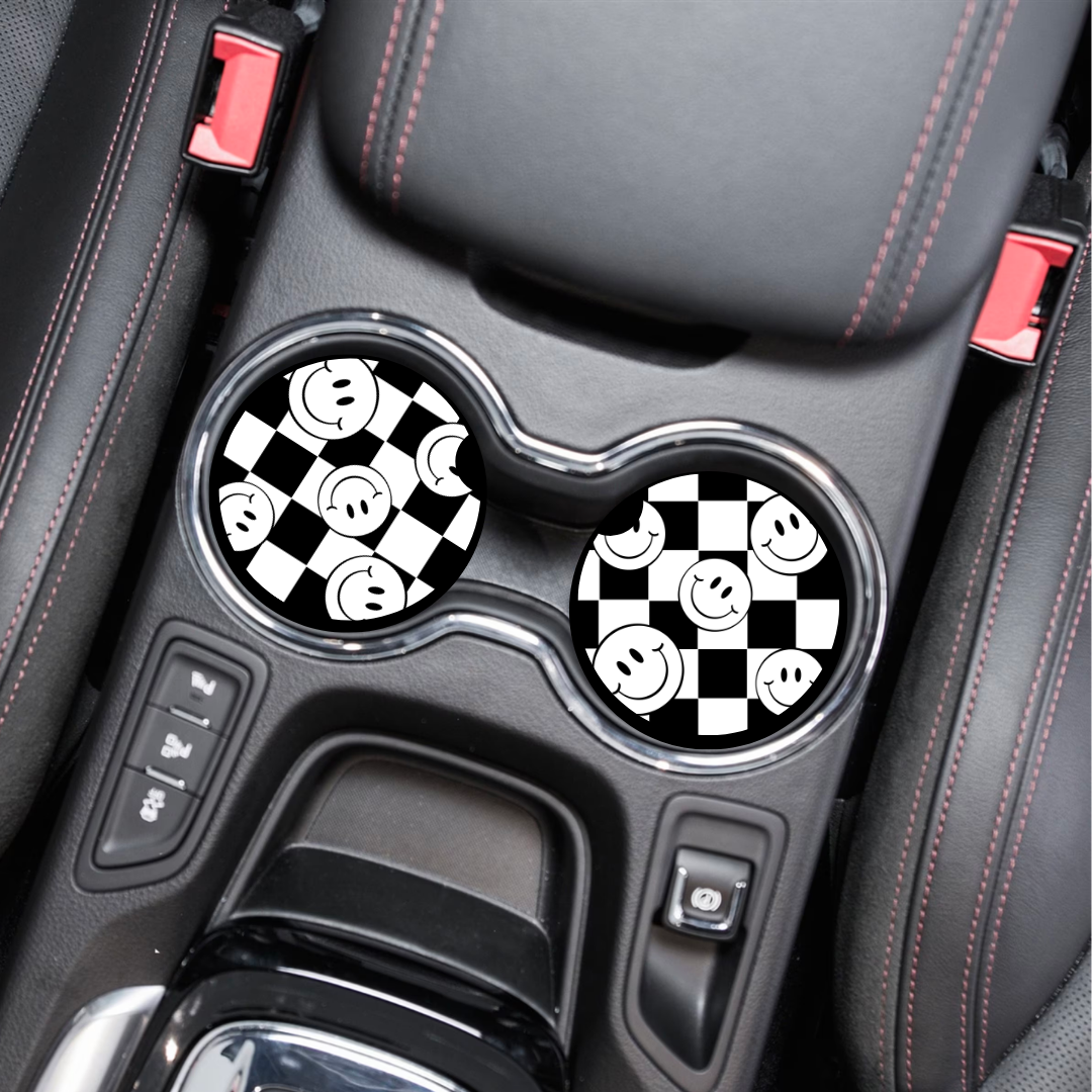 Happy Checkered - Car Coasters