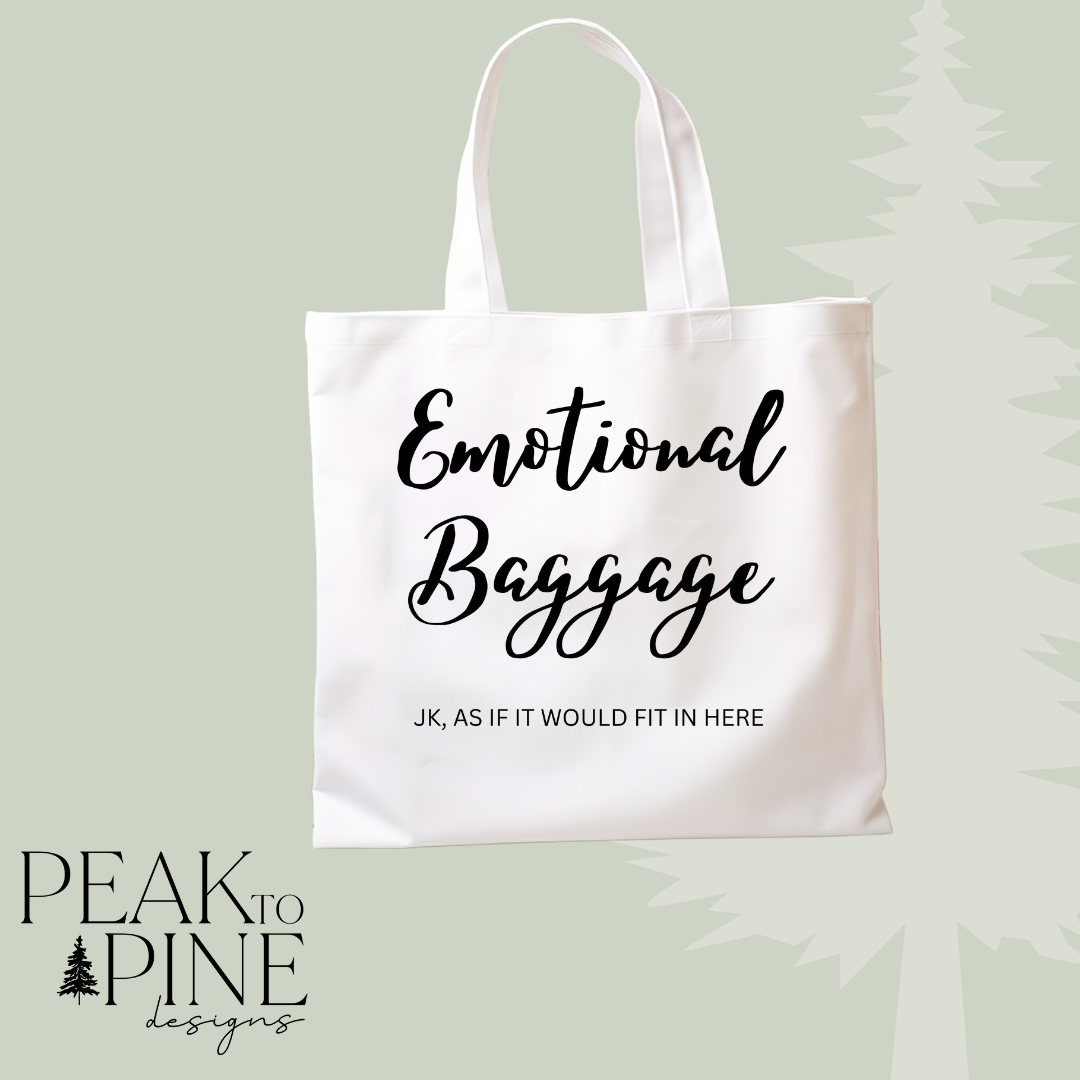 Funny emotional baggage reusable canvas tote shopping bag