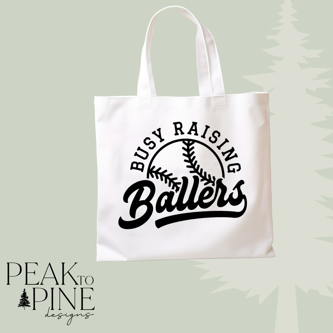 Parent mom sports ballers reusable canvas shopping tote bag