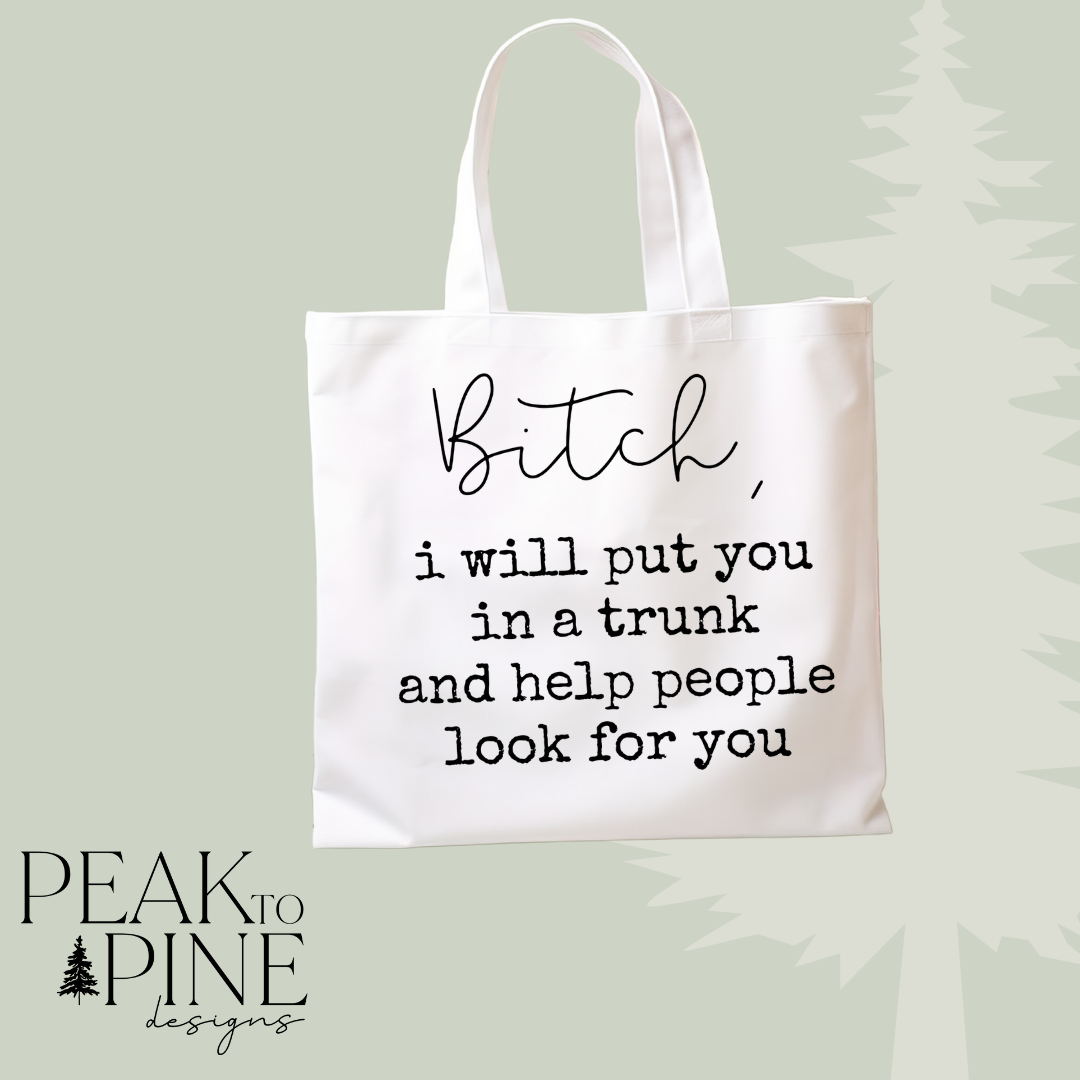 Funny adult threat custom reusable canvas tote shopping bag