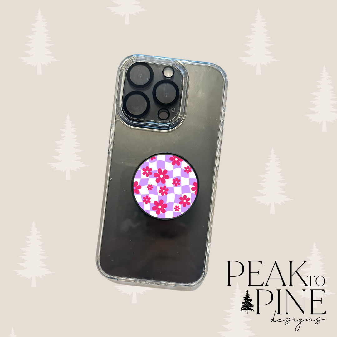 Checkered Flowers - Phone Grip