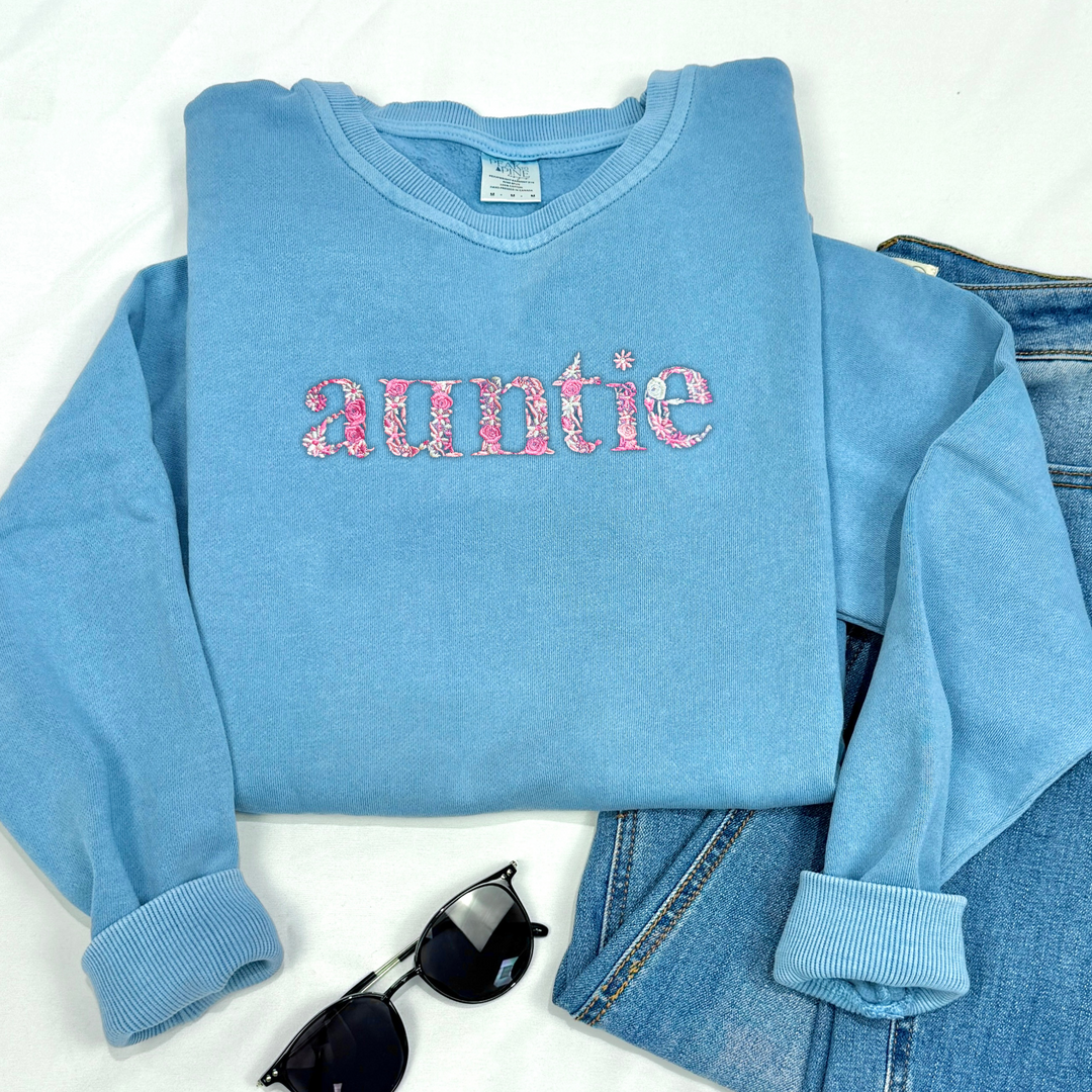 Floral Auntie - Embroidered Sweatshirt