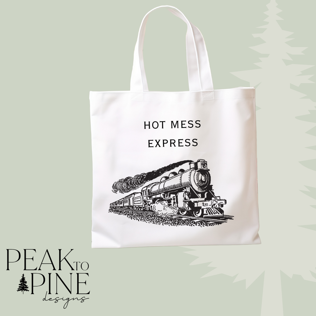 Funny hot mess express custom reusable canvas tote shopping bag