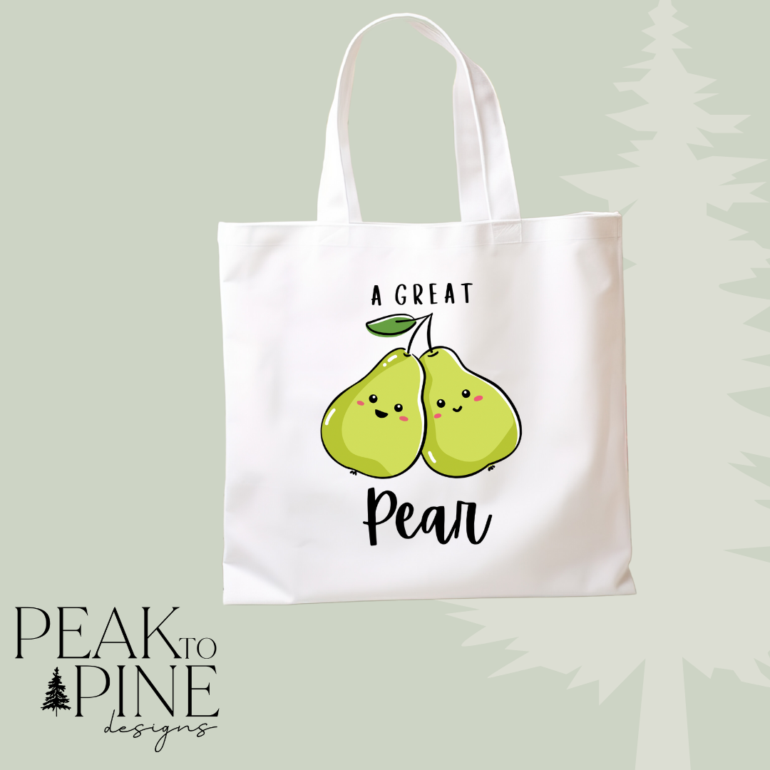 Cute fruit pear custom reusable canvas tote shopping bag