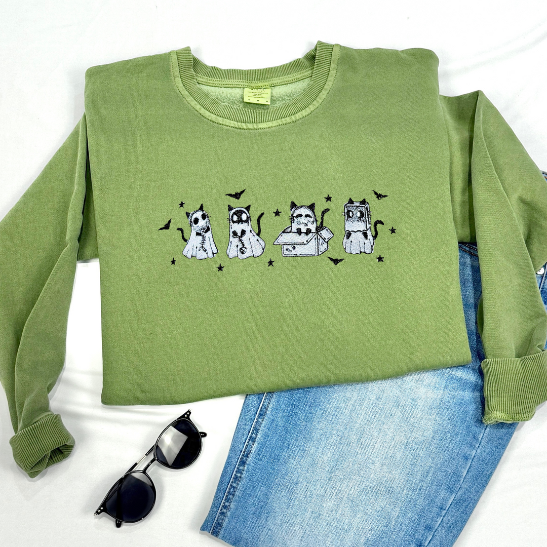 Cat Ghosts - Embroidered Sweatshirt