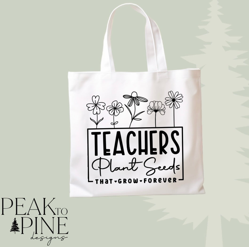 Teachers plant seed gifts for teacher from student school reusable canvas tote shopping bag