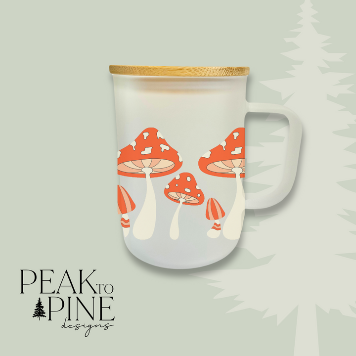 Orange Mushrooms - Glass Mug