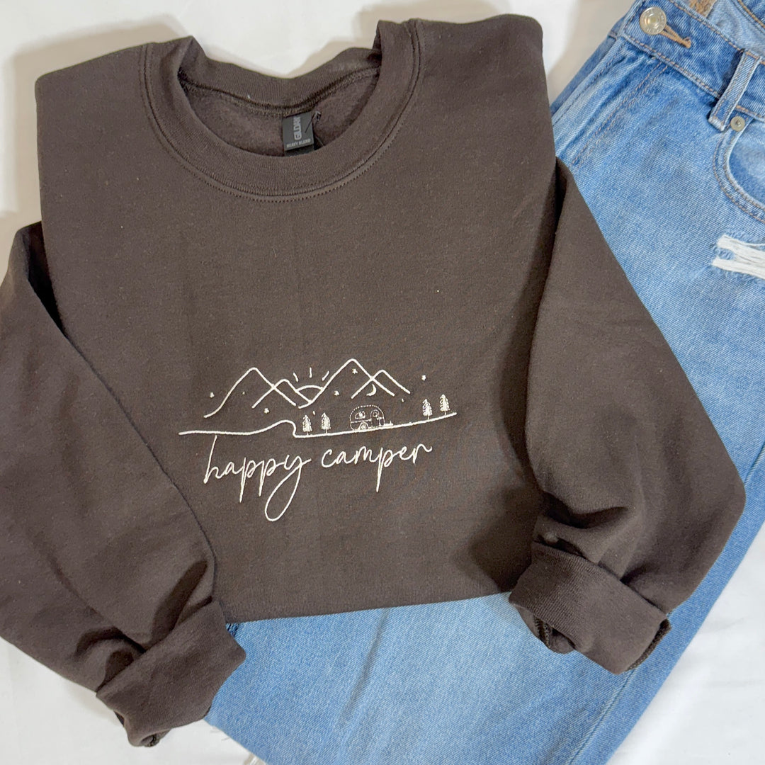 Happy Camper - Embroidered Sweatshirt