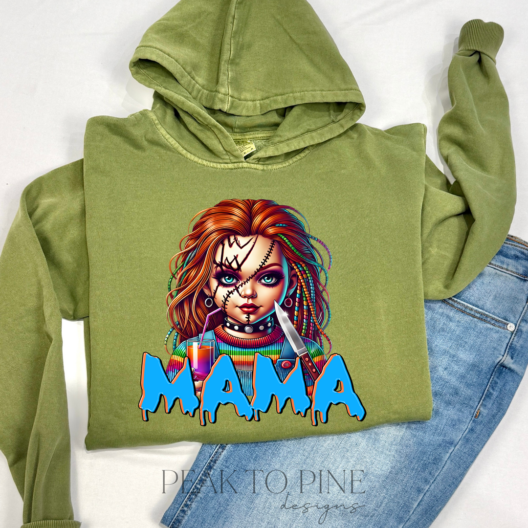 halloween horror movie bride of chucky doll mama high quality printed sweatshirt hoodie crewneck
