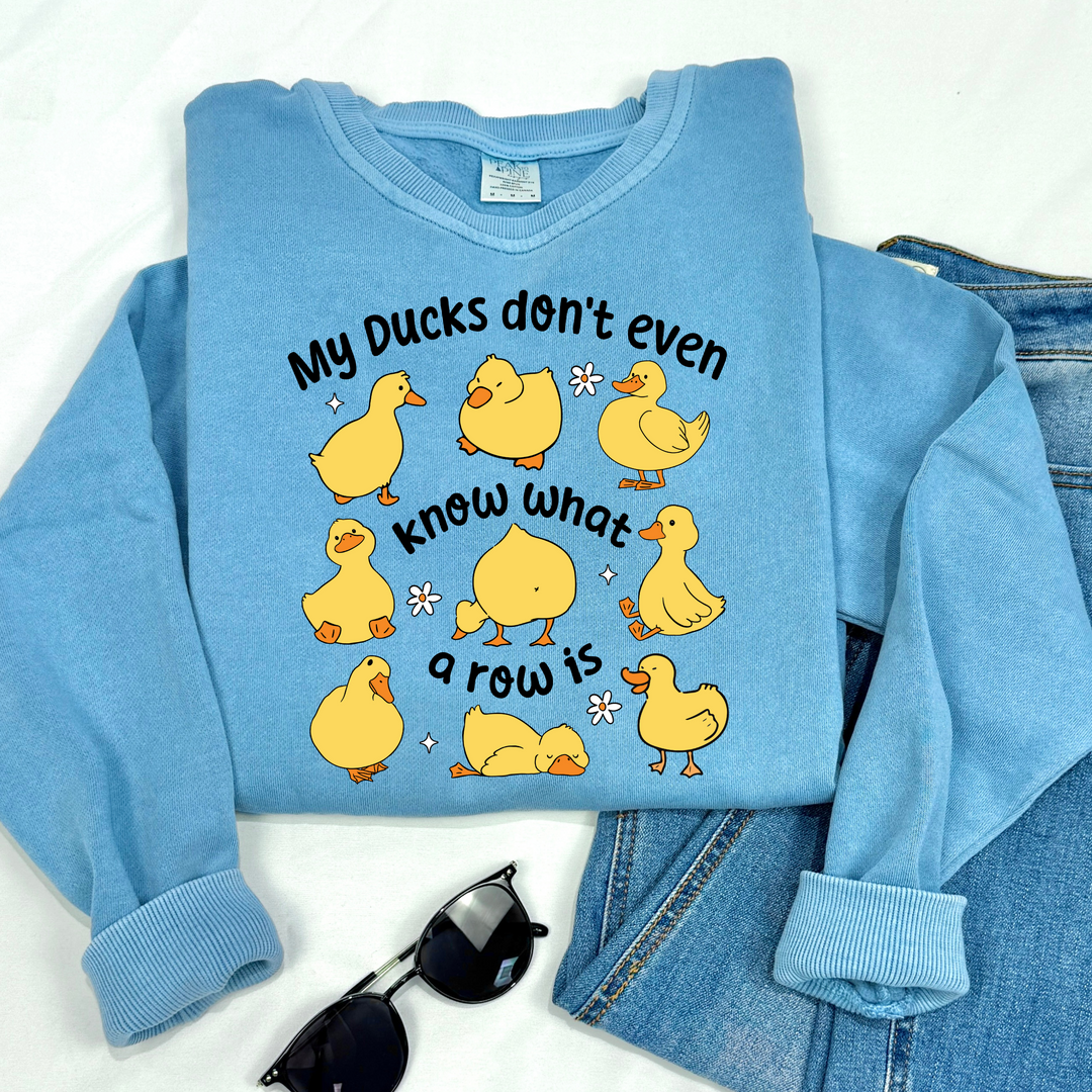 funny ducks in a row high quality DTF printed sweatshirt hoodie crewneck