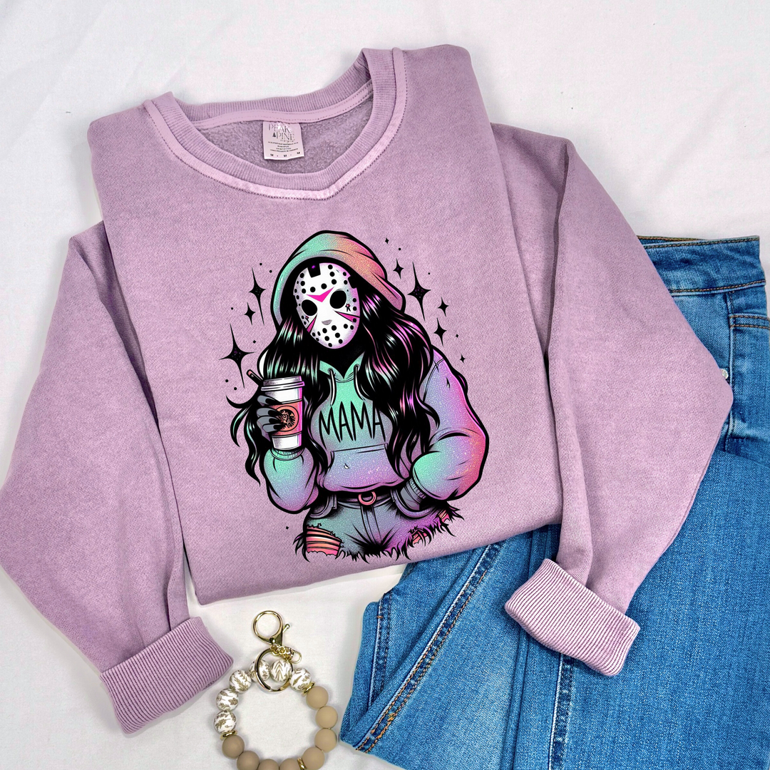 spooky creepy horror movie voorhees mask halloween mama high quality printed sweatshirt hoodie crewneck