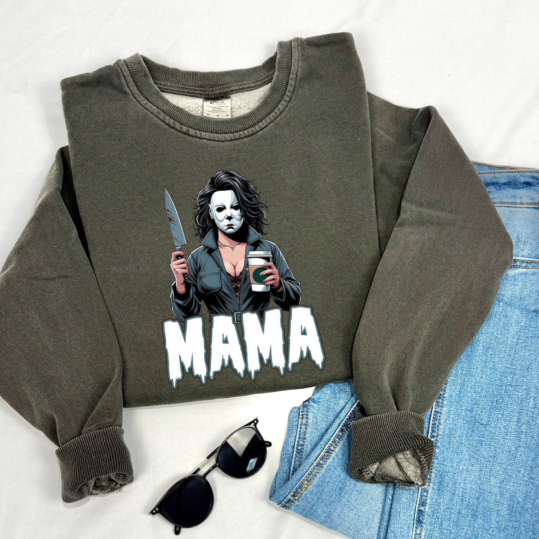 spooky creepy horror movie michael myers halloween mama high quality printed sweatshirt hoodie crewneck