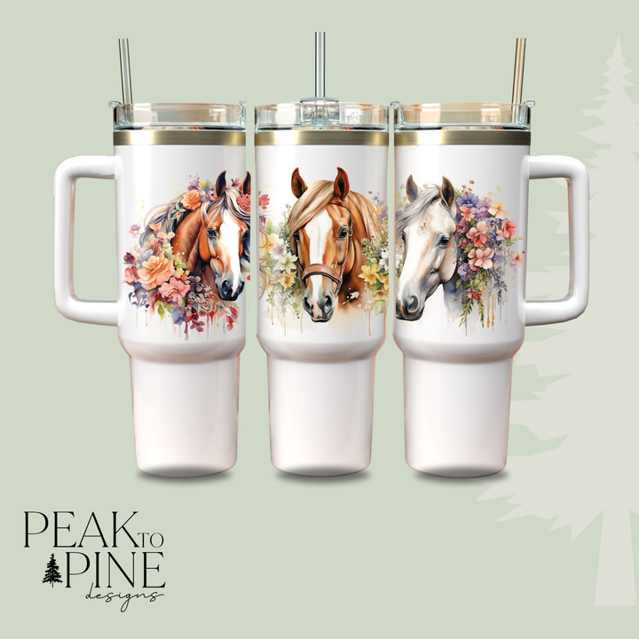 Floral Horses - 40oz Tumbler