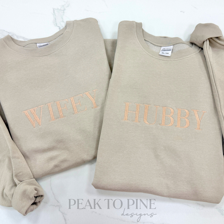 Wifey/Hubby - Embroidered Shirt