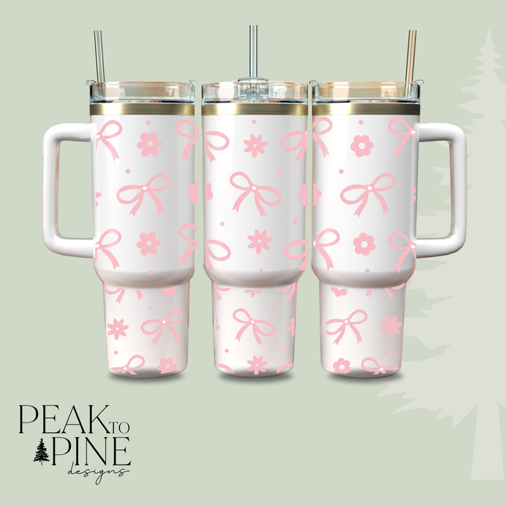 Pink Bows & Flowers - 40oz Tumbler