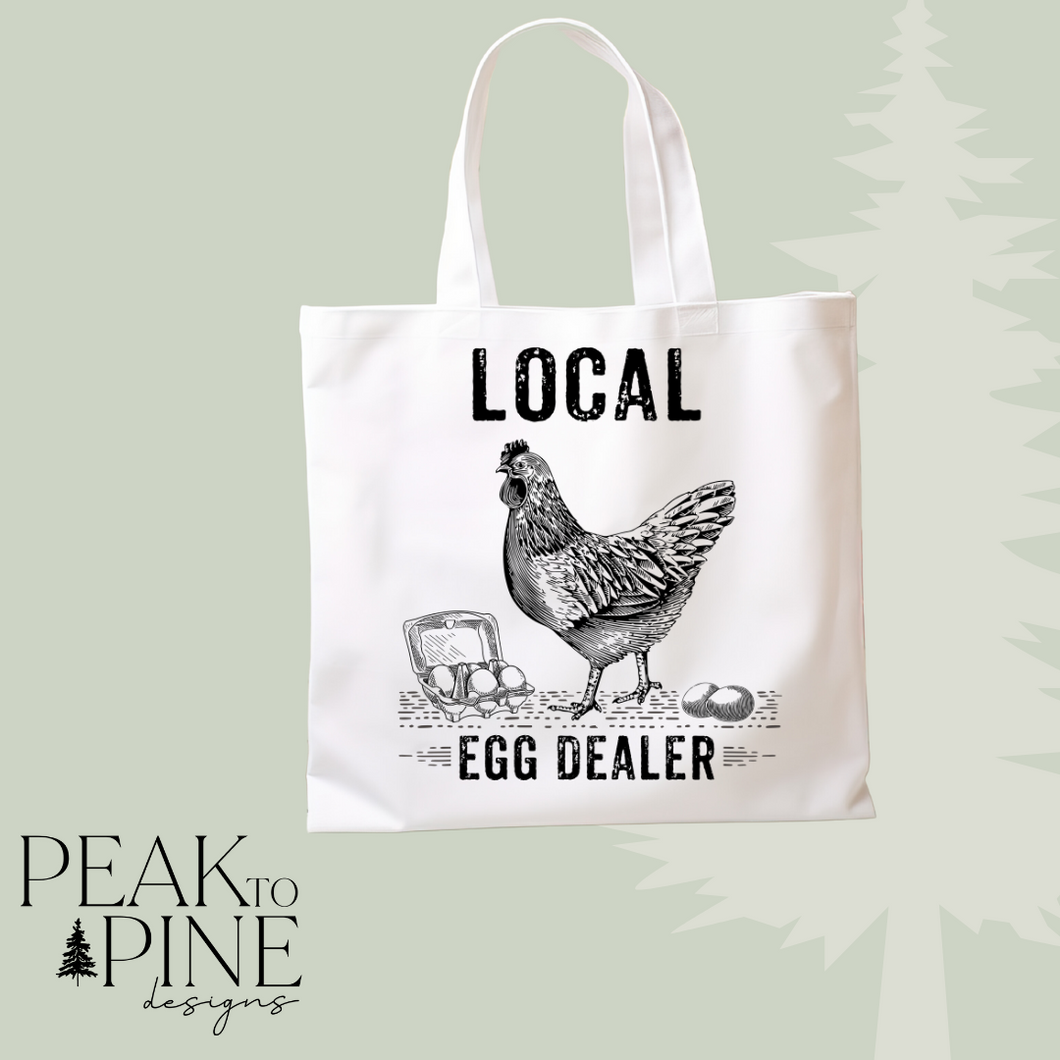 Egg farmer farm chickens hens rooster reusable canvas tote shipping bag