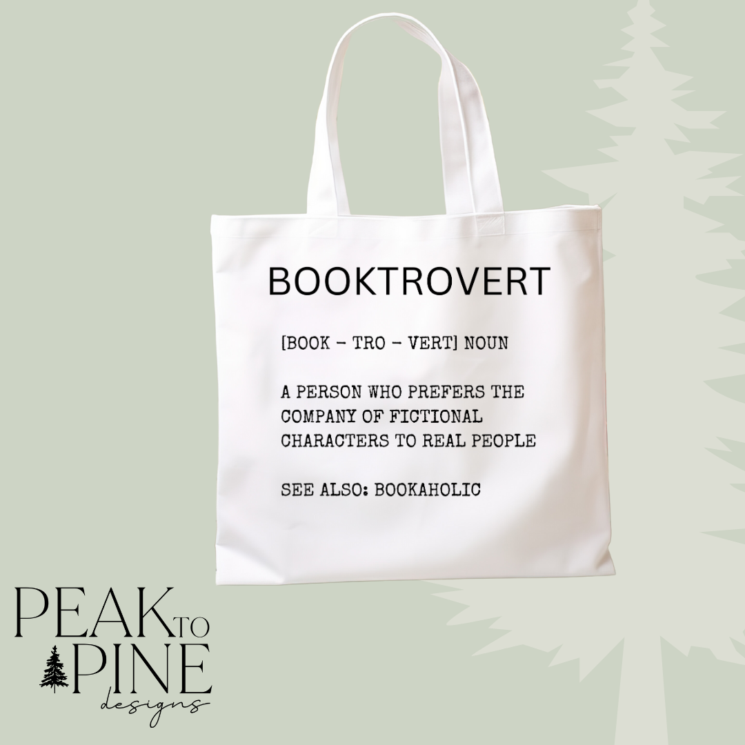 Book lovers booktrovert reusable canvas shopping tote bag