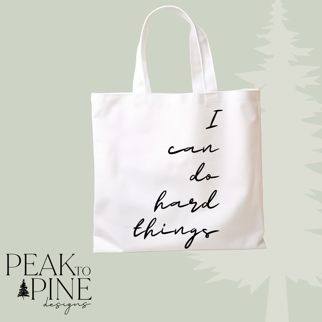 Motivational positivity I can do hard things reusable canvas tote shopping bag