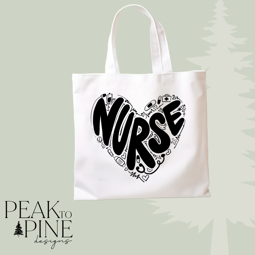 Nurse doctor hospital worker love reusable canvas tote shopping bab