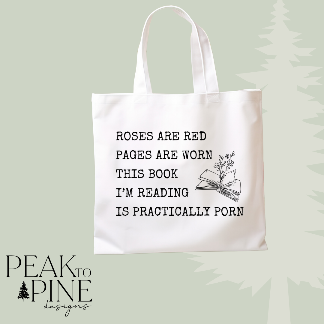 Book lover reading reusable canvas shopping tote bag