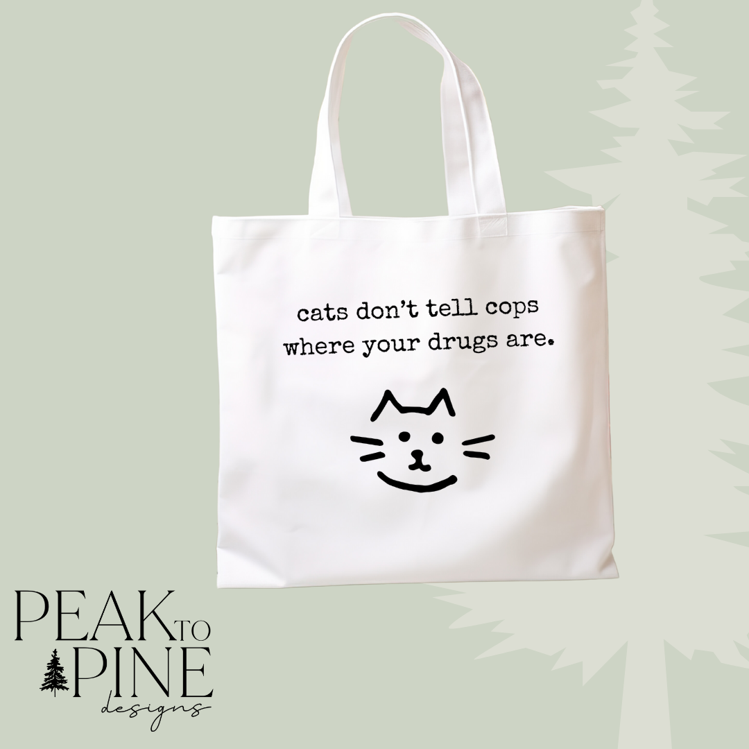 Funny humour cat lovers reusable canvas shopping tote bag