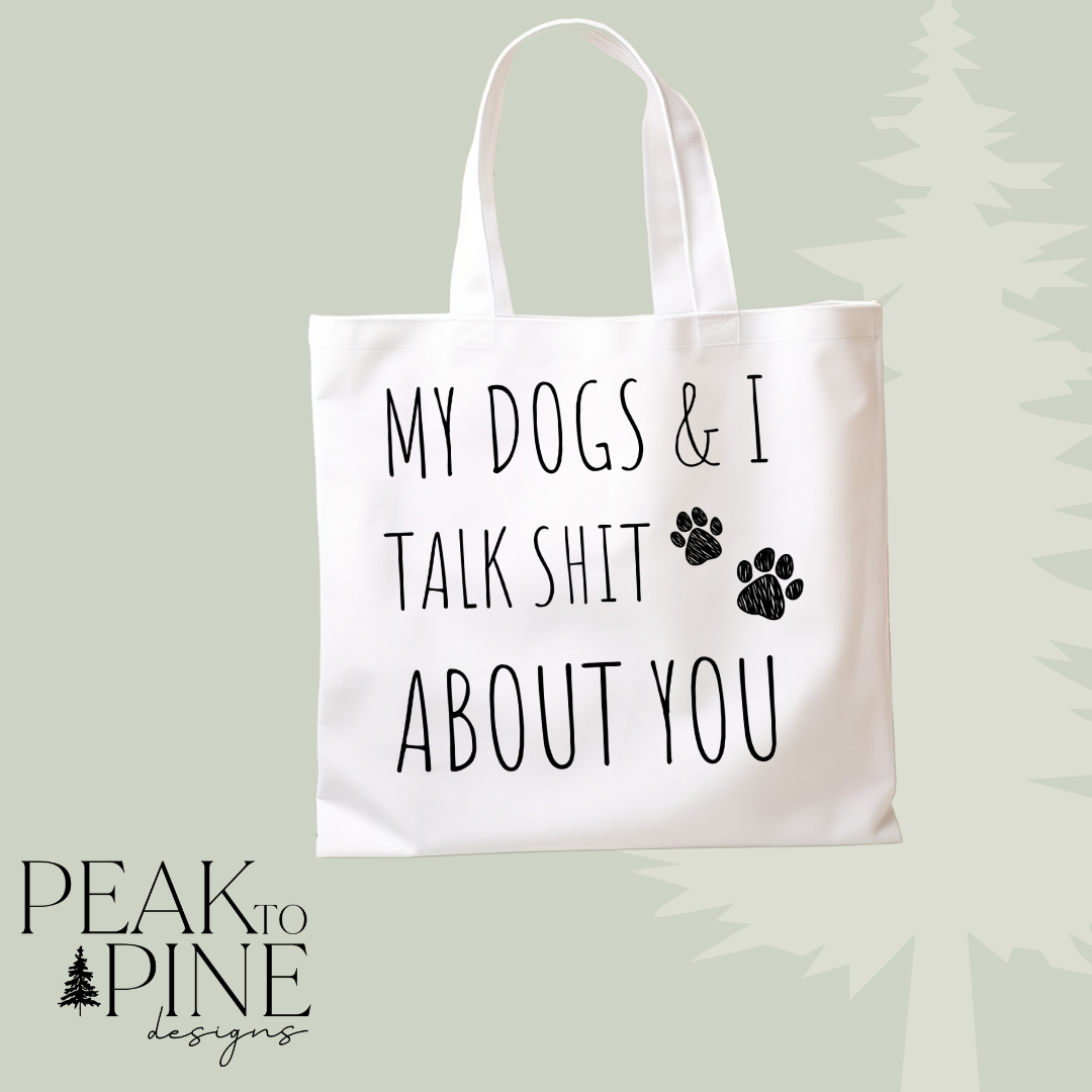 Dog humour funny dogs lover paw print reusable canvas tote shopping bag