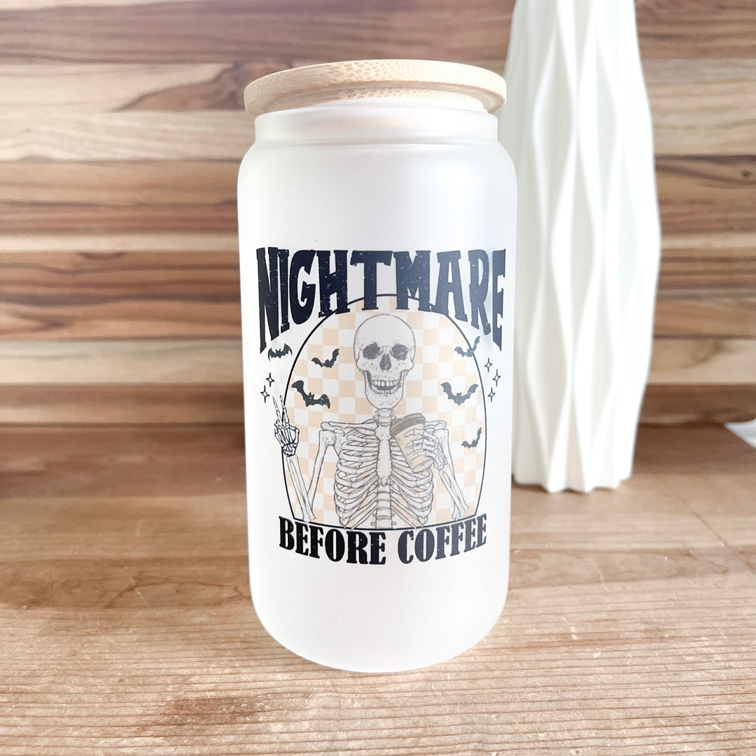 Nightmare Before Coffee - Glass Cup