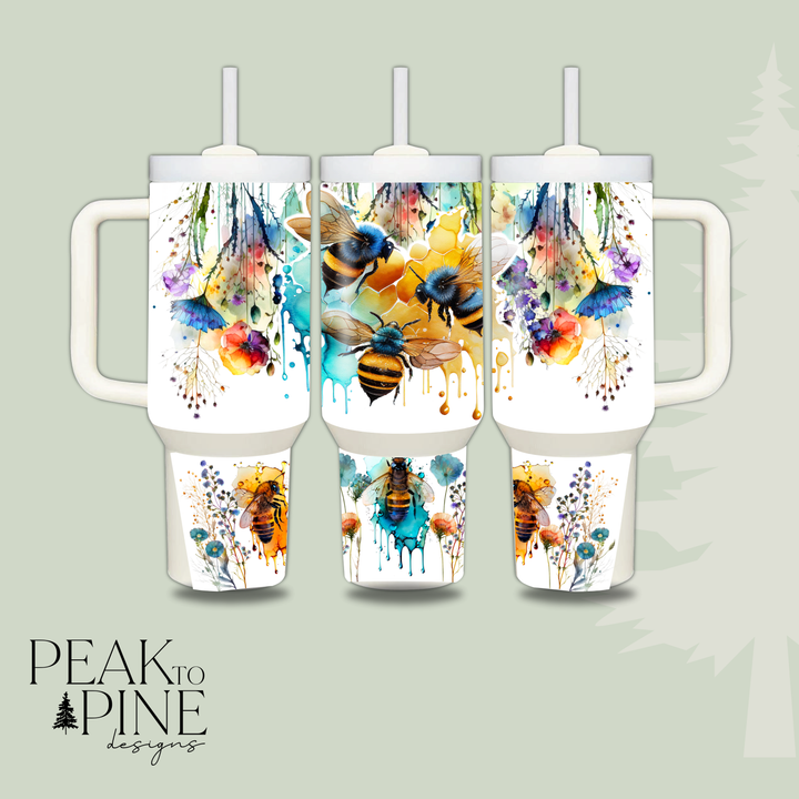 Watercolour Bees - 40oz Tumbler