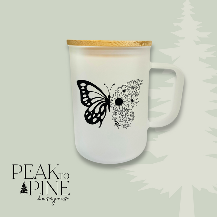 Floral Butterfly - Glass Mug