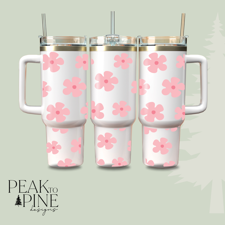 Pink Flowers - 40oz Tumbler