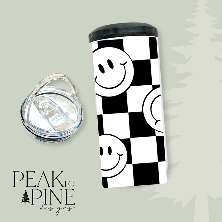 Checkered Smiley - Can Cooler