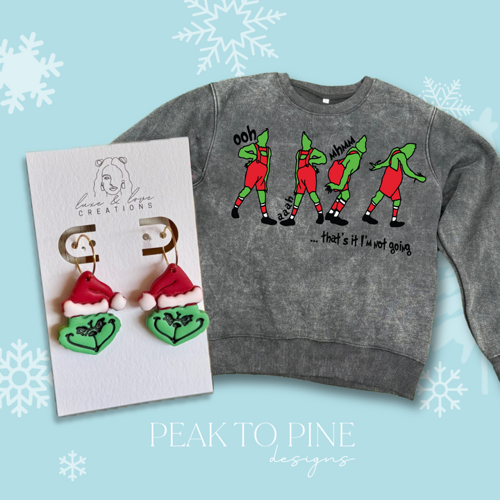 Grinch Bundle - Crewneck & Earrings