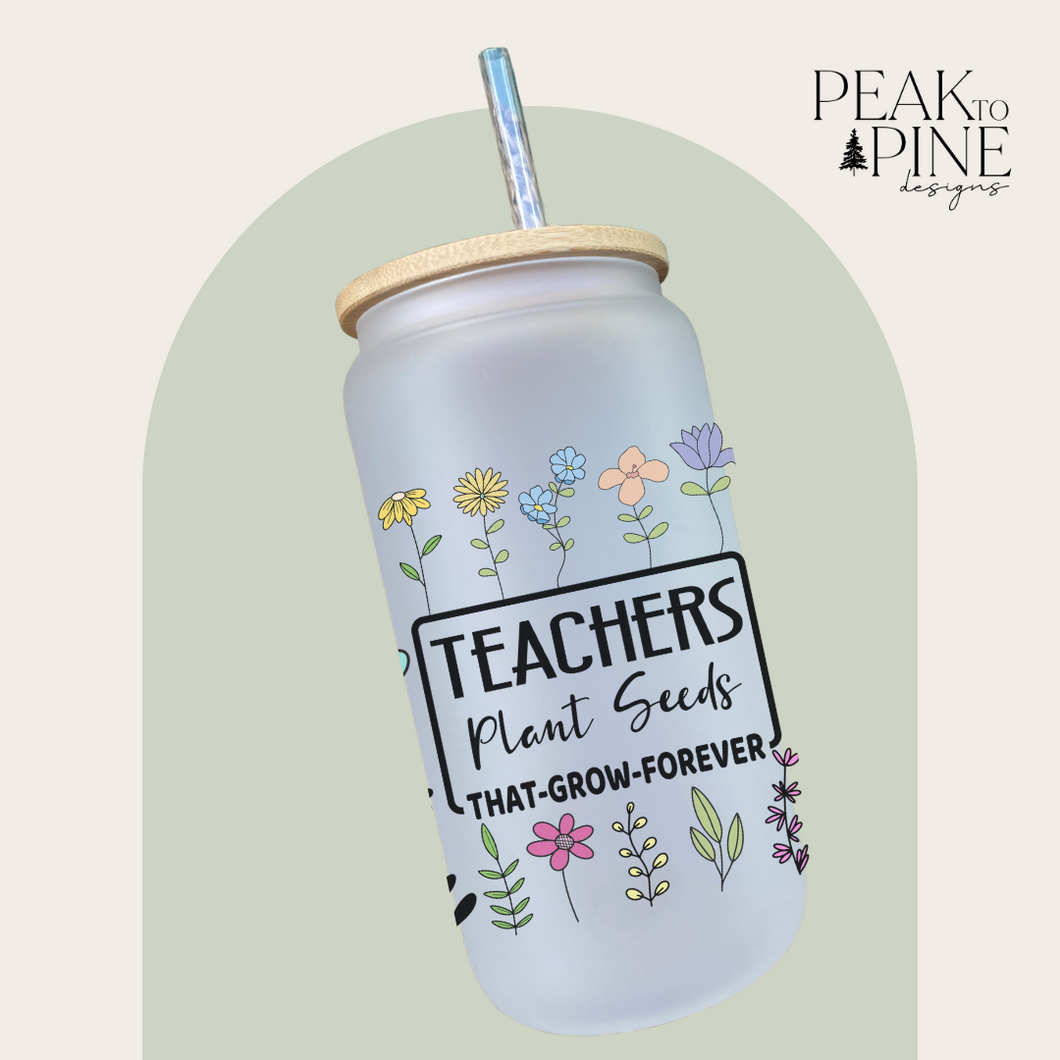 cute teacher gifts flowers school student elegant glass cup with bamboo lid