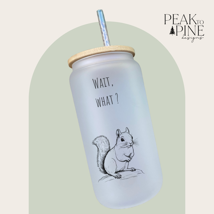funny squirrel cute animal humour custom glass cup with lid