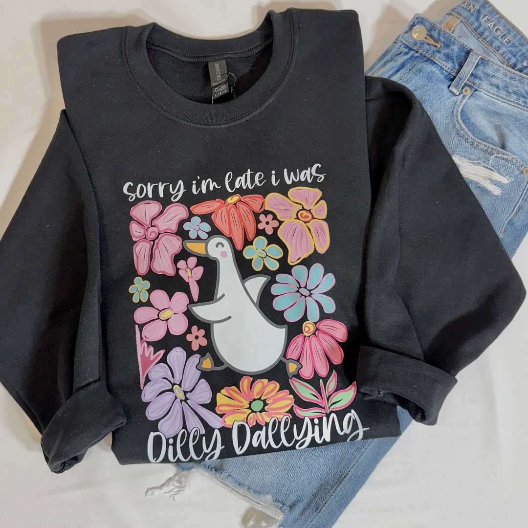 cute goose duck dilly dallying floral high quality printed sweatshirt hoodie crewneck
