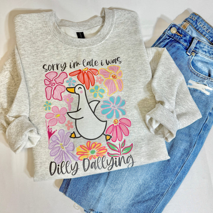 cute goose duck dilly dallying floral high quality printed sweatshirt hoodie crewneck