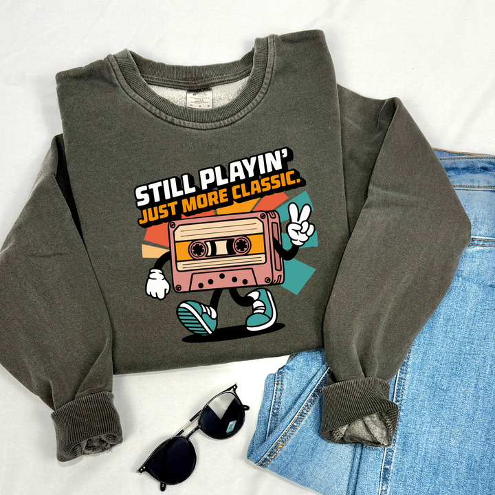 nostalgic retro cassette tape high quality DTF printed sweatshirt hoodie crewneck