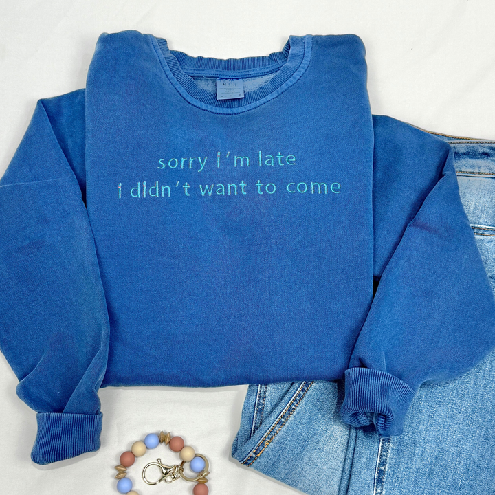 funny relatable anxiety mental health introvert embroidery custom made crewneck hoodie sweatshirt