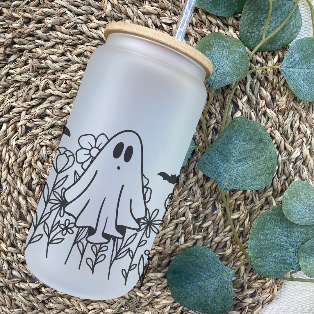 Floral Ghosty - Glass Cup